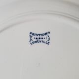 Set of 4 flat plates from the Luneville earthenware factory, Printemps model, iron earth
