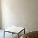 Square coffee table from Prisunic in white fibreglass, 1970s design.