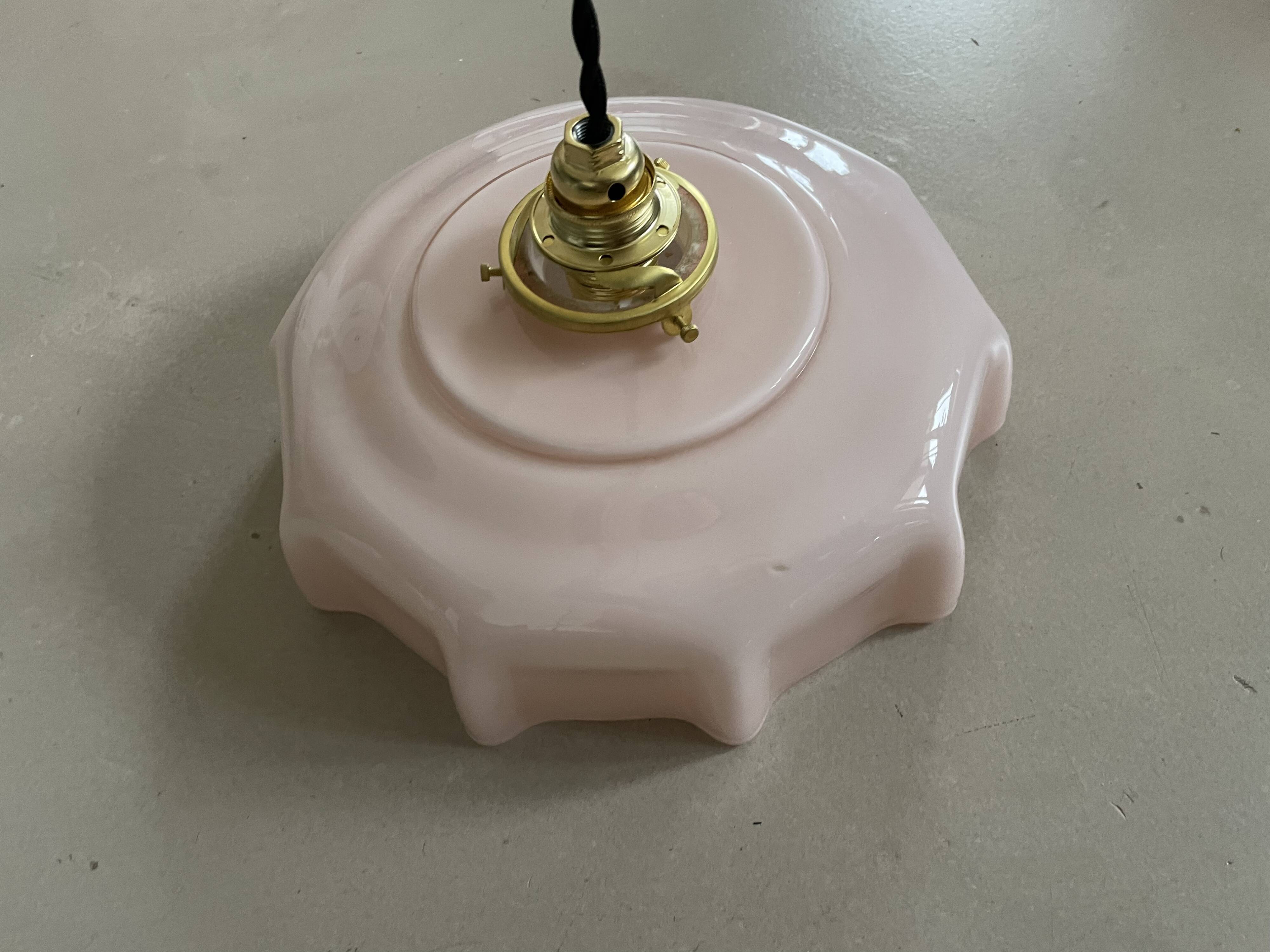 Old pink opaline pendant light