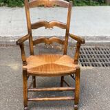 Provencal office chair in solid wood and straw