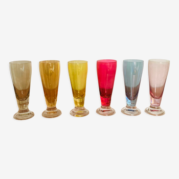 Set of 6 Fains colored glasses