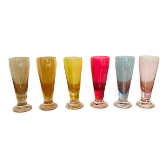 Set of 6 Fains colored glasses