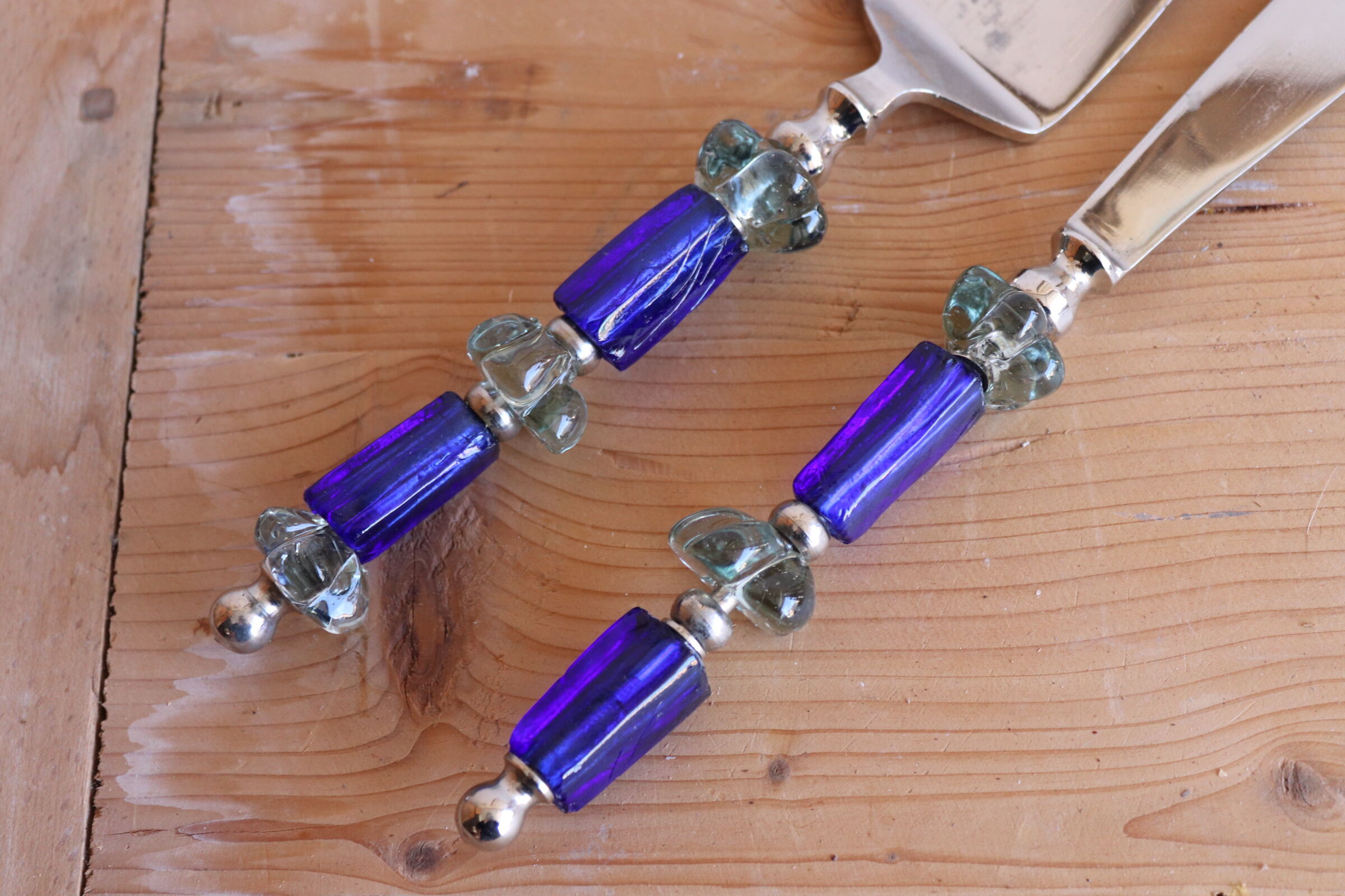 Italian blue glass service set.