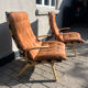 Rare 1970s Danish Modern 'Miljø' Easy Chairs in Cognac Aniline Leather