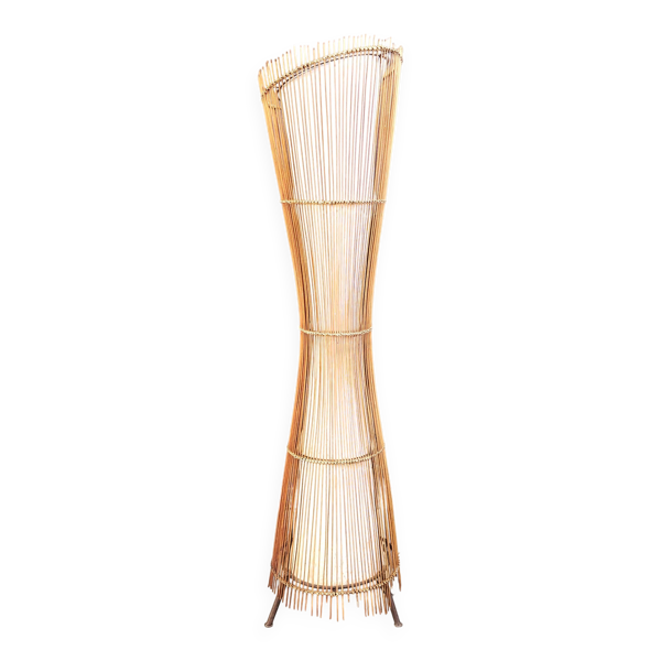 Lampe de sol en bambou italienne vintage, années 1960