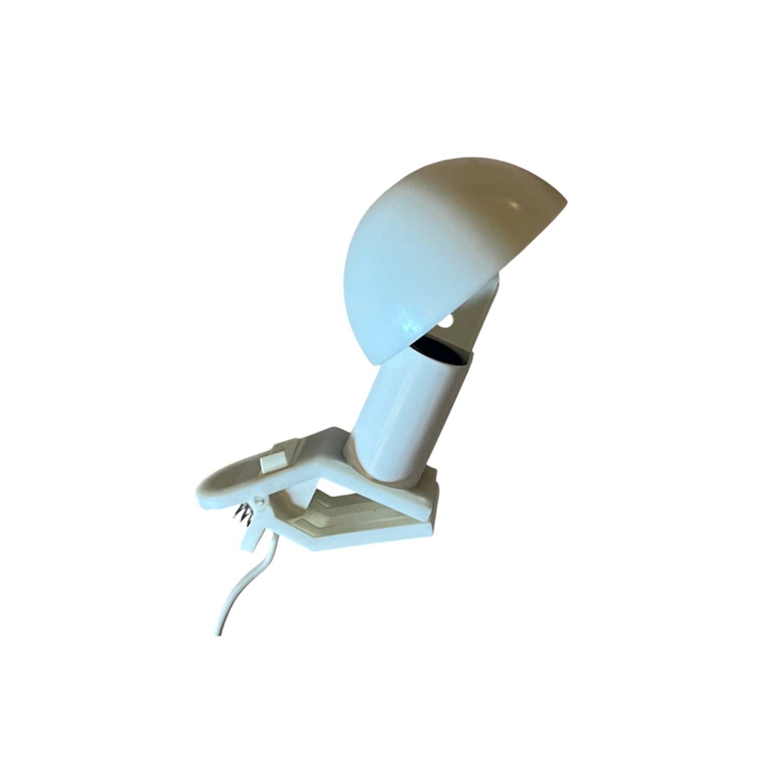 Small mushroom clip lamp Sarlam white plastic vintage night light