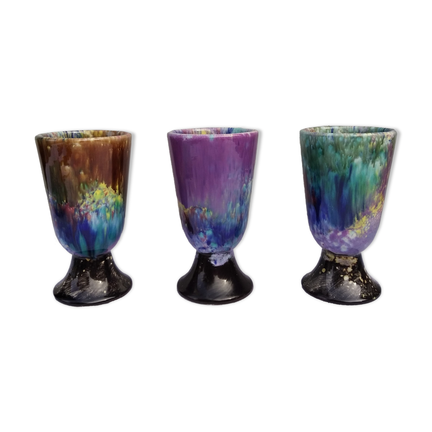 Set of three Morvan ceramic mazagrans