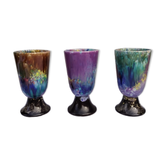 Set of three Morvan ceramic mazagrans