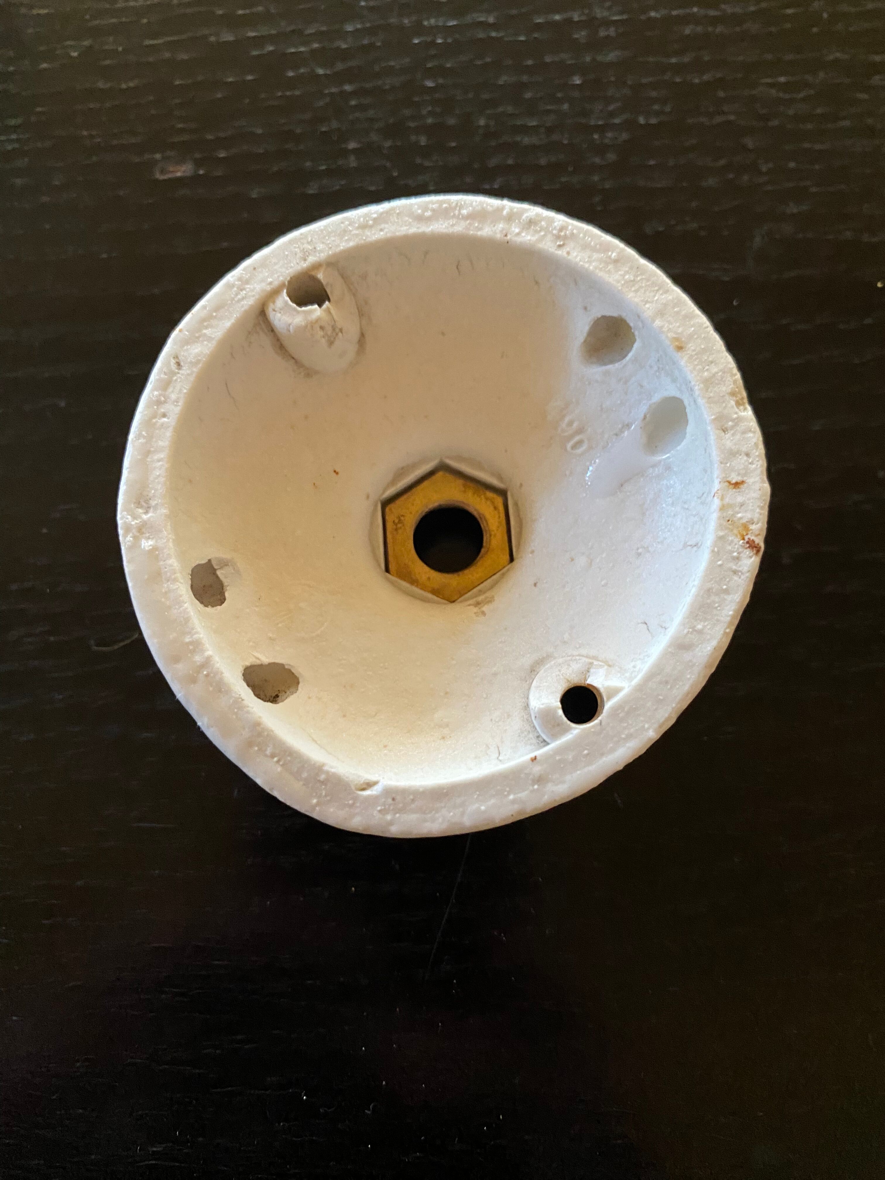 Pink glass suspension, fabric cable, ceramic ceiling lamp