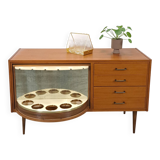 Fineer dressoir met draaibare bar en lades, barkast