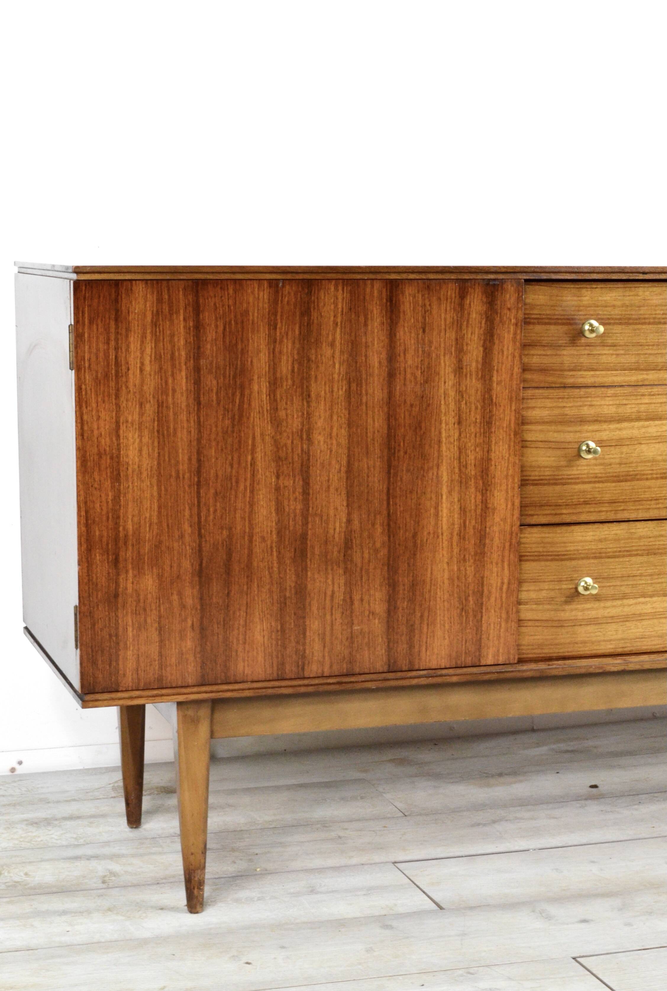 Midcentury 'wrighton' walnut and brass sideboard
