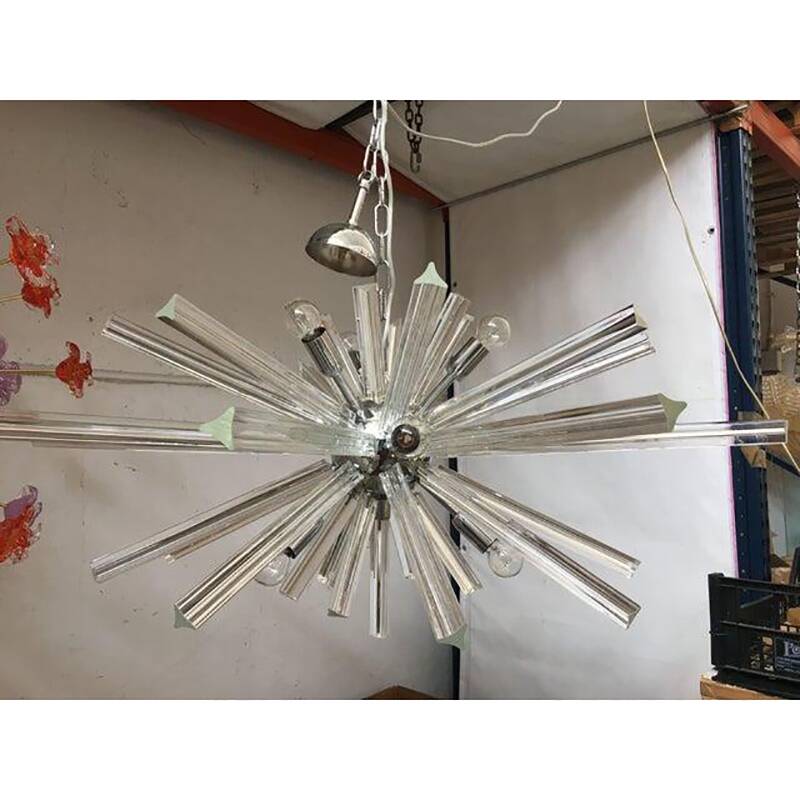 Murano Glass Oval Murano Glass Triedro Sputnik Chandelier