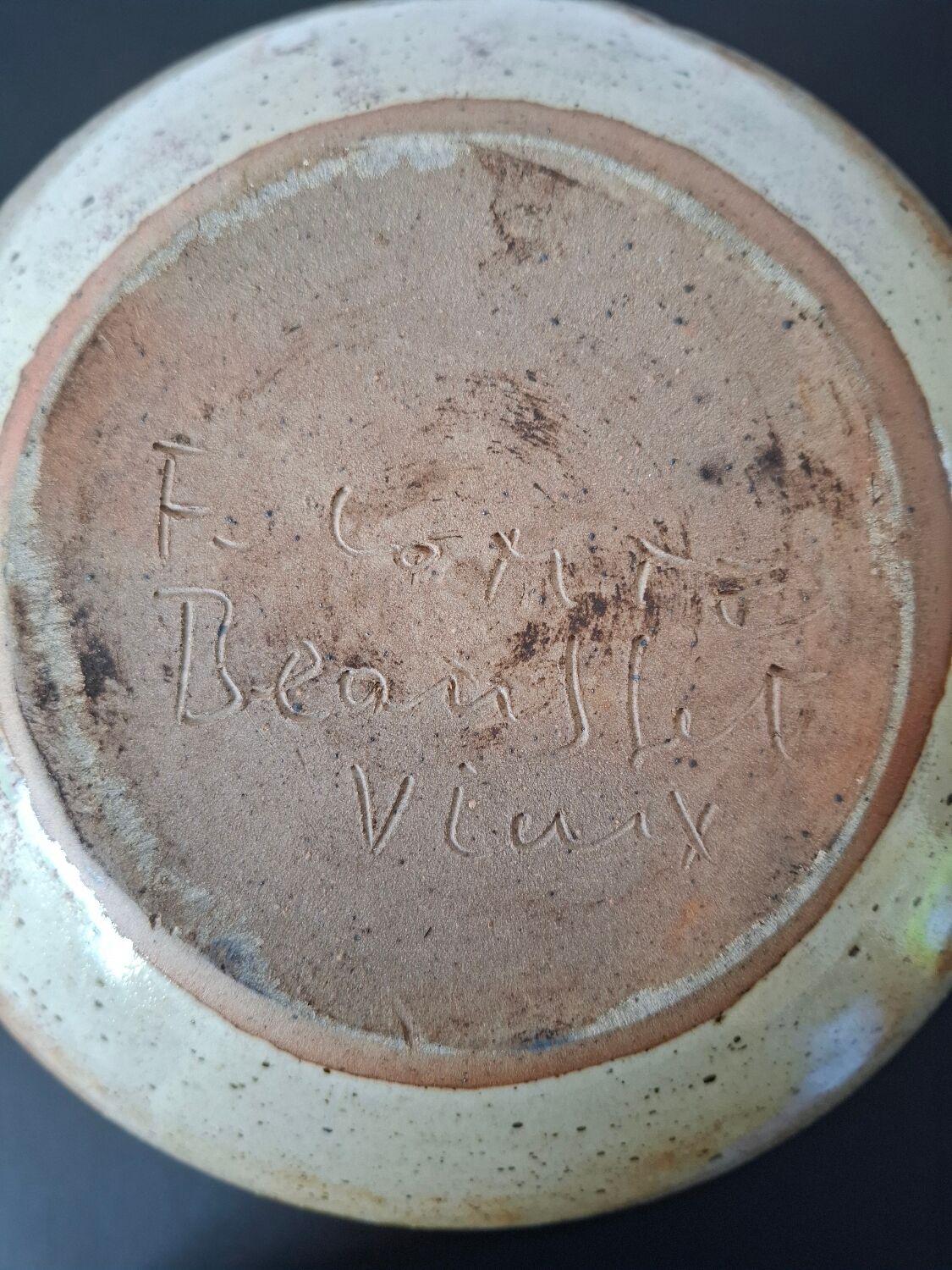 Ceramic pitcher by Fabien Comte, signed.