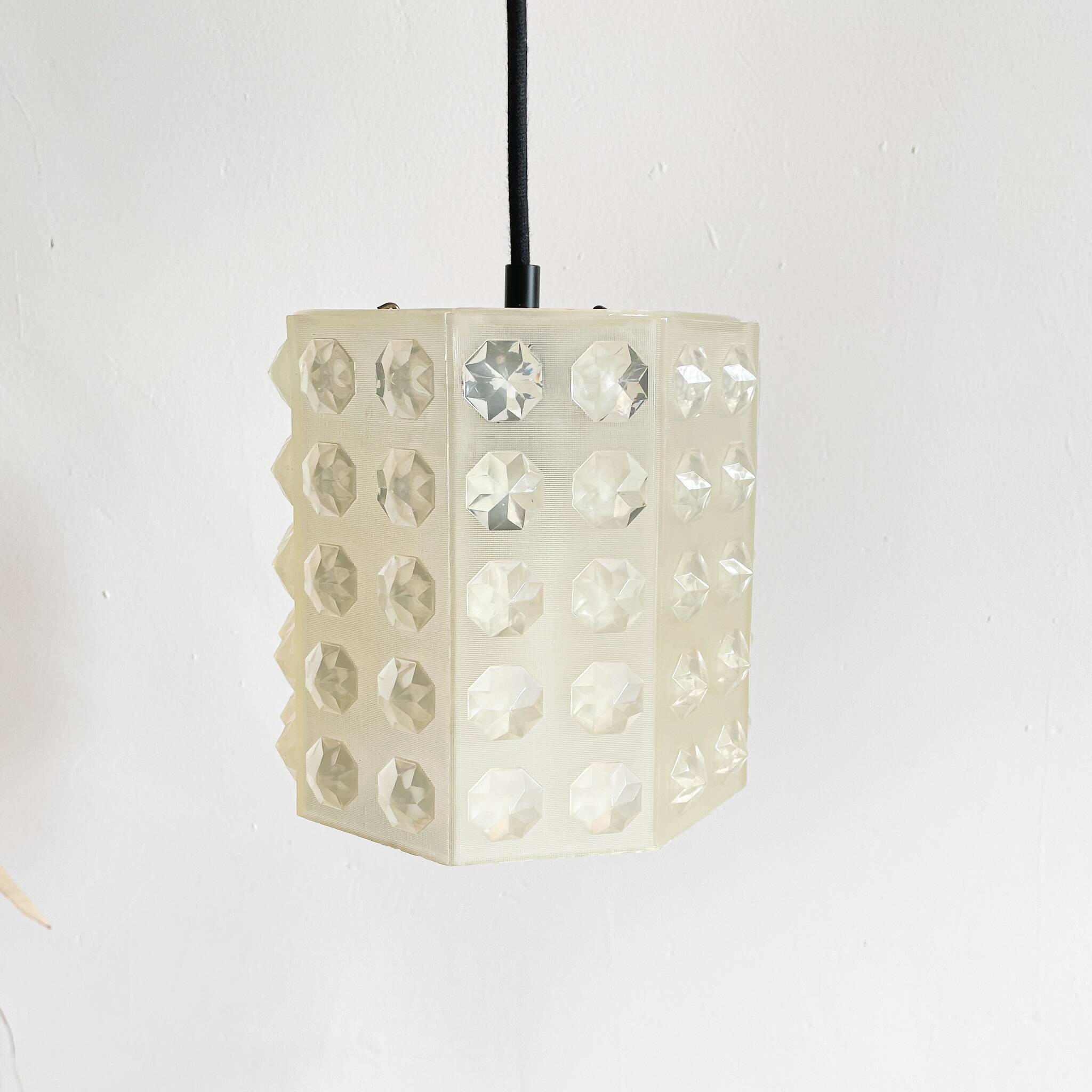Vintage rotaflex octagonal diamond pendant light