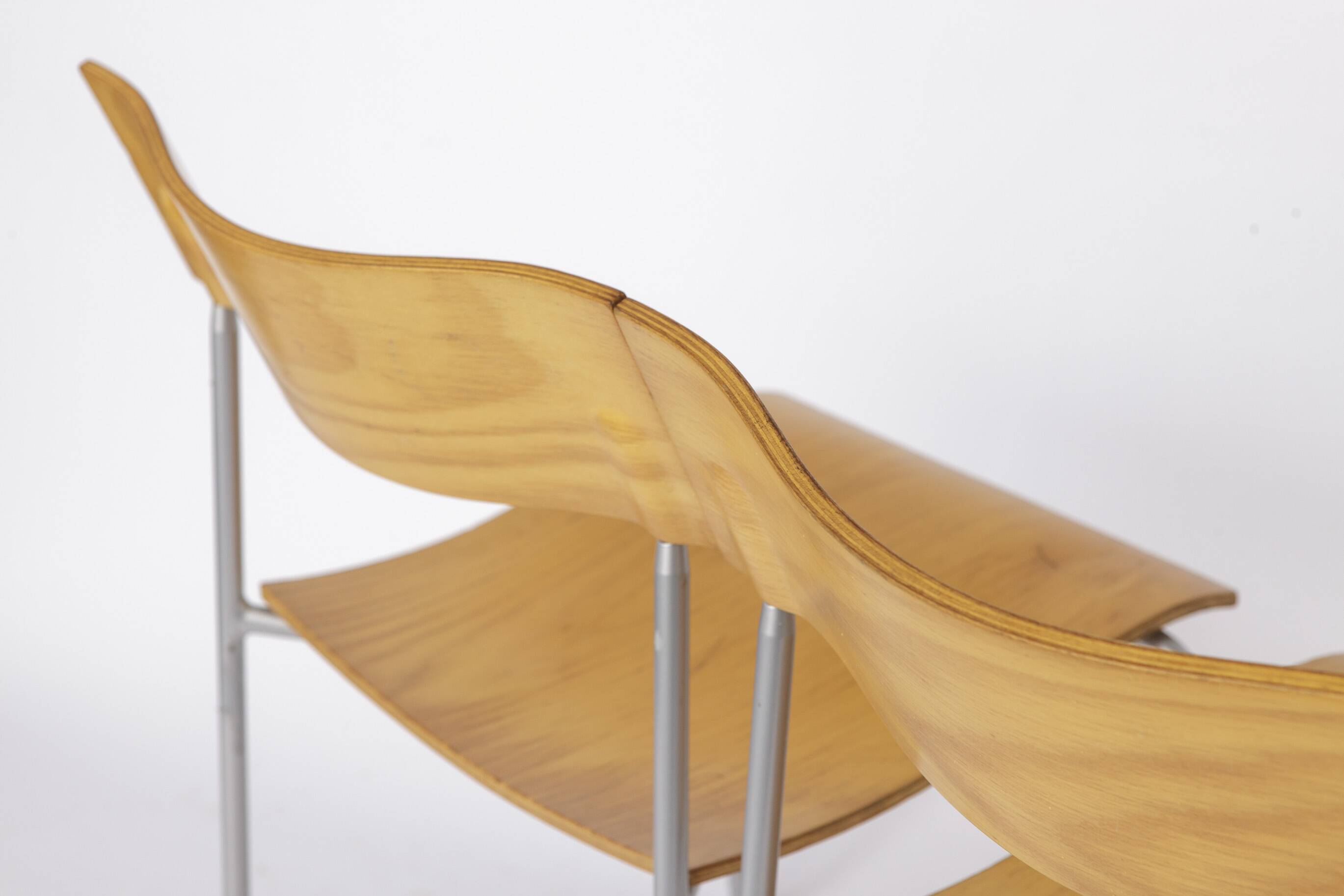 Set of 6 Lammhults Campus Stacking Chairs, Swedish Mid Century Chairs 1970s