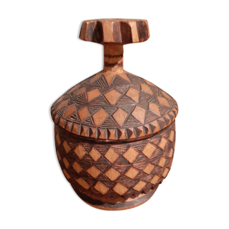 Carved wooden storage box