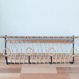 Rattan and metal shelf, coat racks, 50s