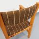 Fauteuil vintage en pin et tissu années 80