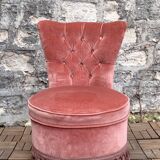 Pink velvet padded toad armchair 1970