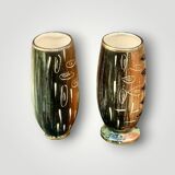 Deux anciens vases en faïence de Hubert Bequet (Belgique) - années 50
