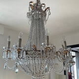 Large Montgolfière chandelier with crystal drops
