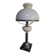 Notary lamp, white opaline, patinated metal and marble.