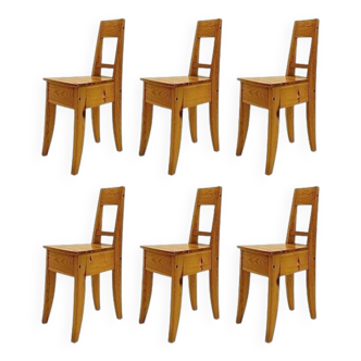 Chaises en pin vintage - Lot de 6