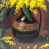 Still life with bouquet of mimosa by Florent Sichet