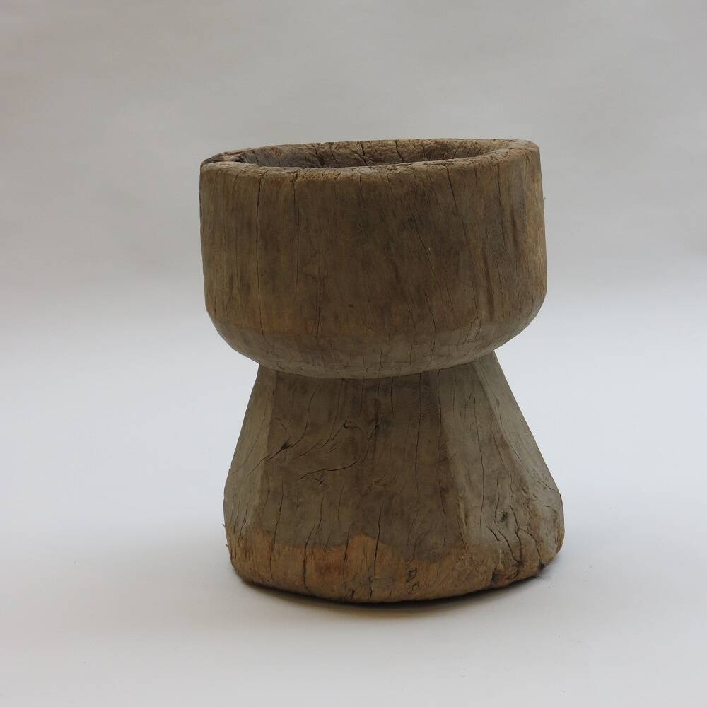 Antique Primitive Rustic African Mortar Stool Table
