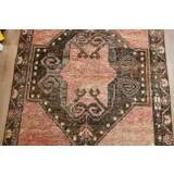 Vintage Turkish hallway rug handmade in orange-brown wool 93x291.