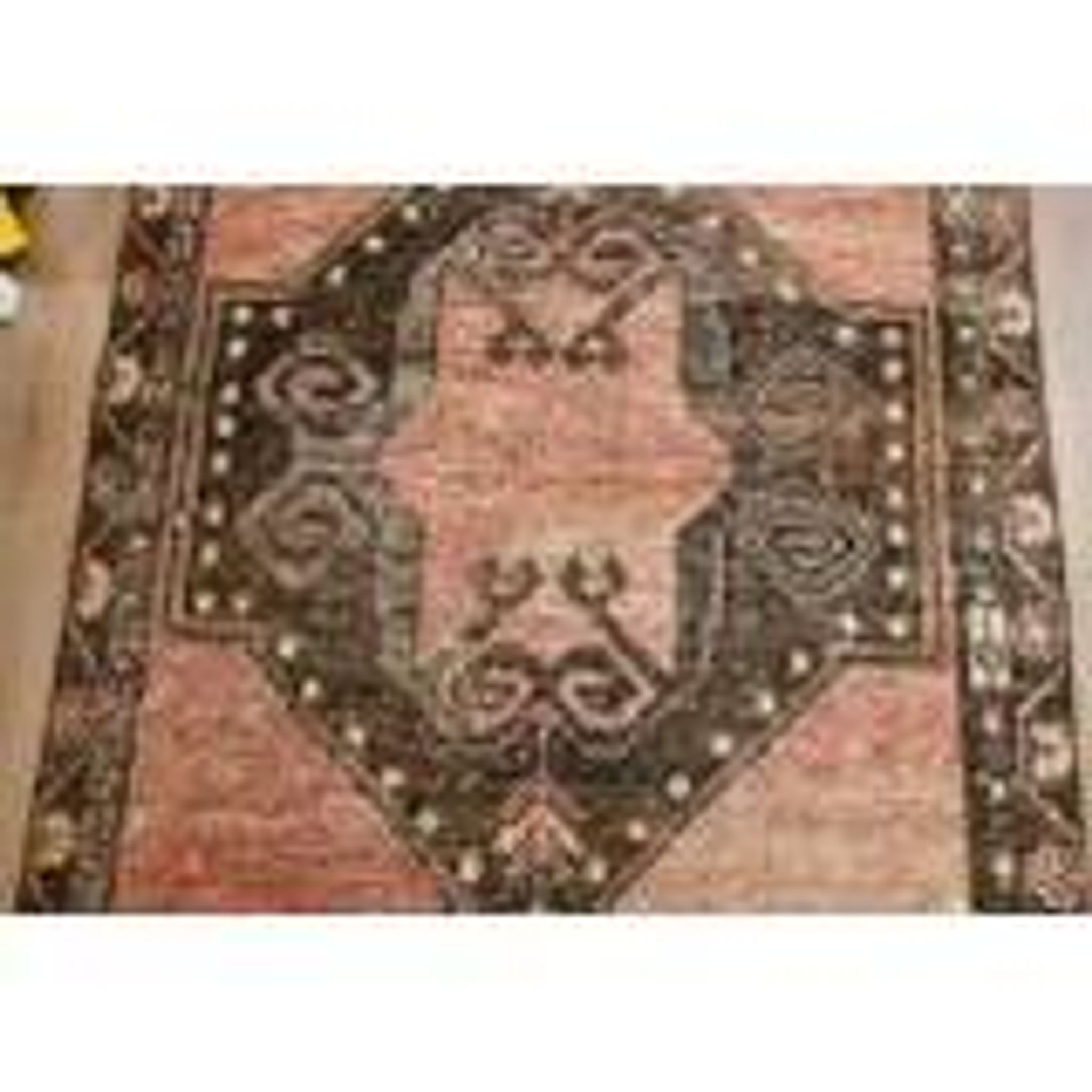 Vintage Turkish hallway rug handmade in orange-brown wool 93x291.