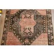 Vintage Turkish hallway rug handmade in orange-brown wool 93x291.