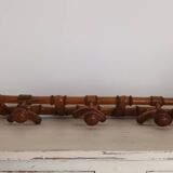 1920s bamboo wall mounted hat coat rack