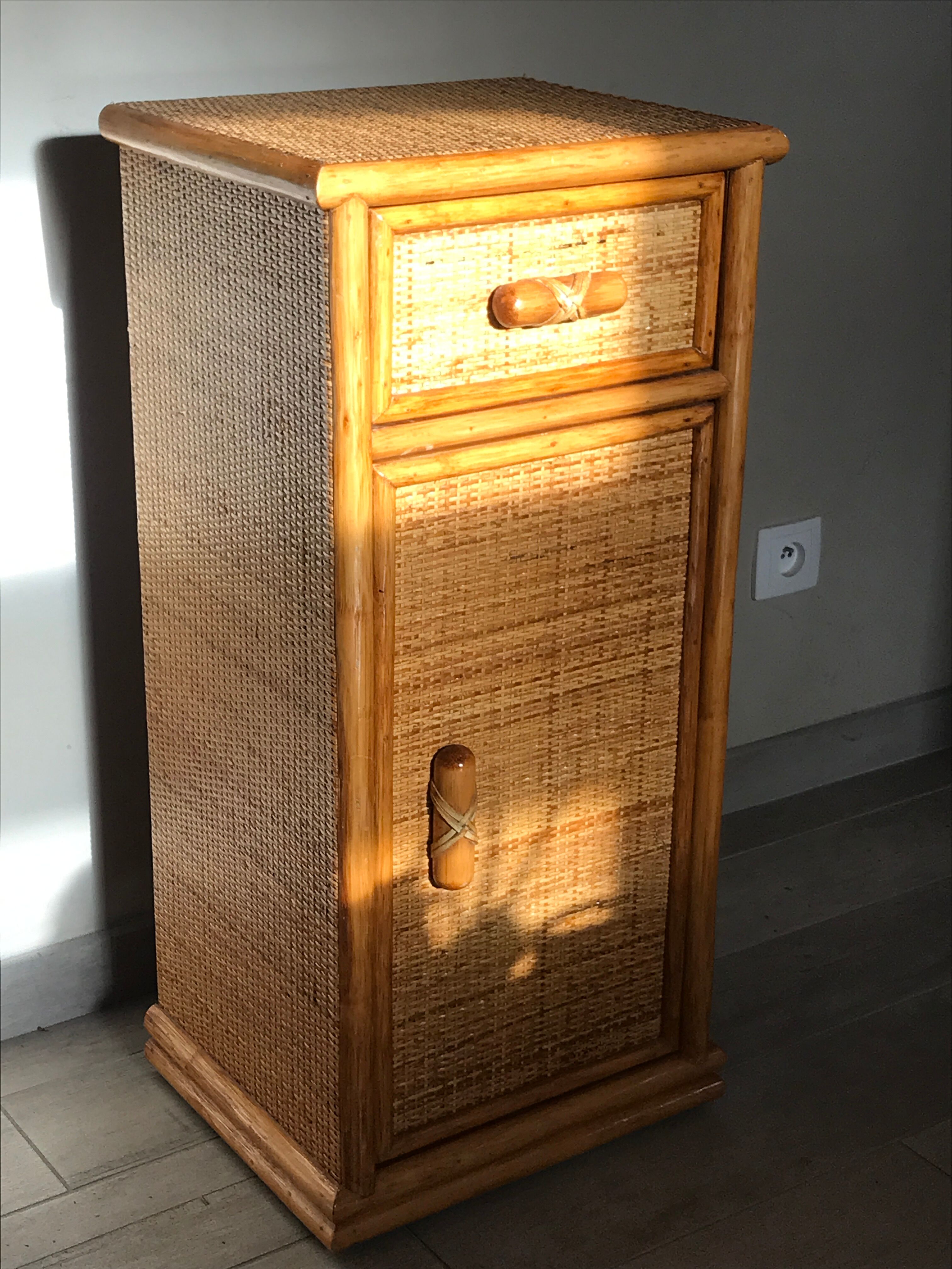 Meuble rotin bambou vintage Annees 80