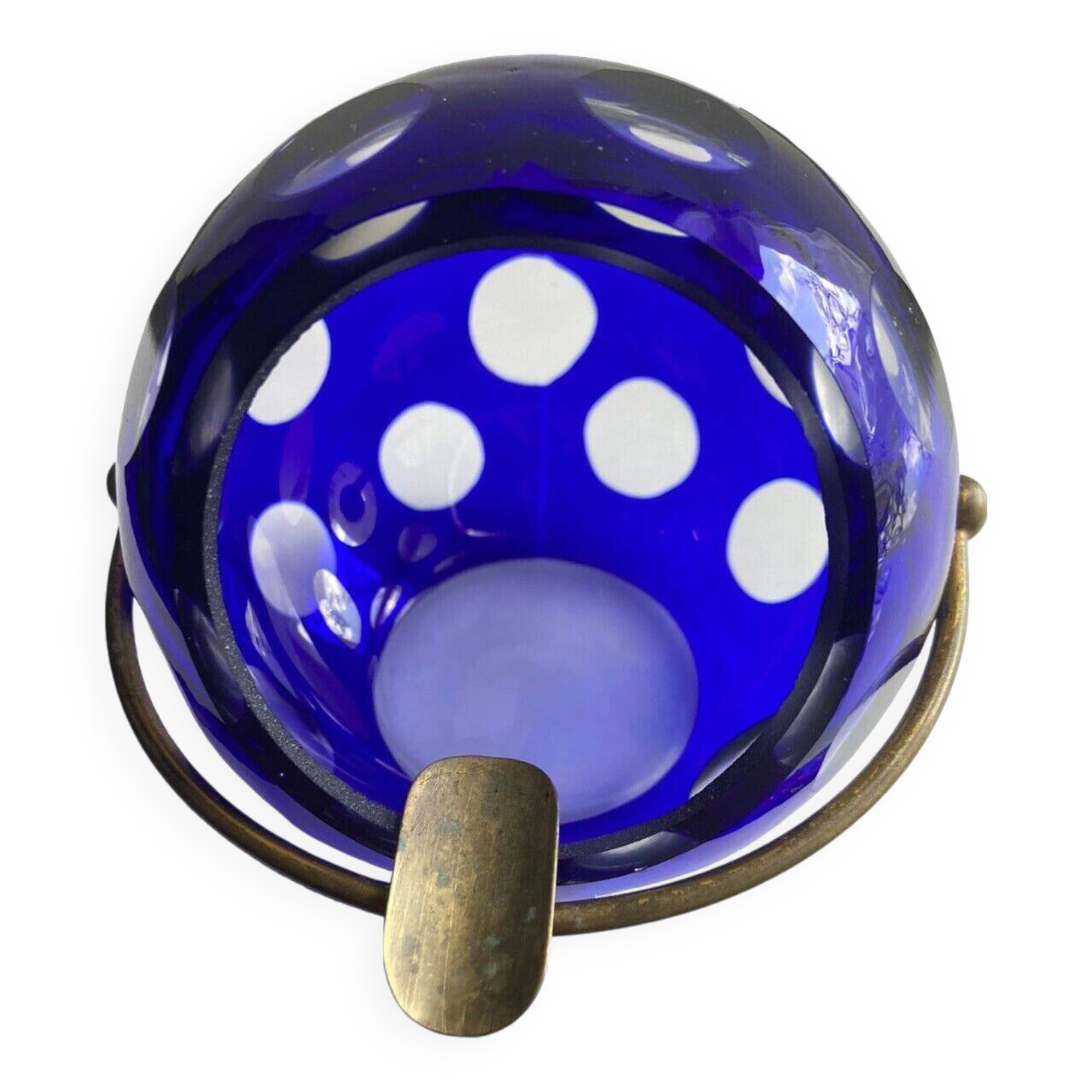 Vintage Ashtray • Crystal Ball Blue • Marita Voigt • Harzkristall • Space Age • 1970