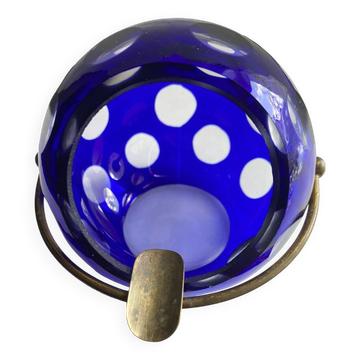 Vintage Ashtray • Crystal Ball Blue • Marita Voigt • Harzkristall • Space Age • 1970