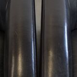 Set of 2 black sheepskin Art Deco design armchairs with high seating comfort