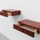 Pair of Mid-Century Modern Danish Wall-Mounted Nightstands in Walnut