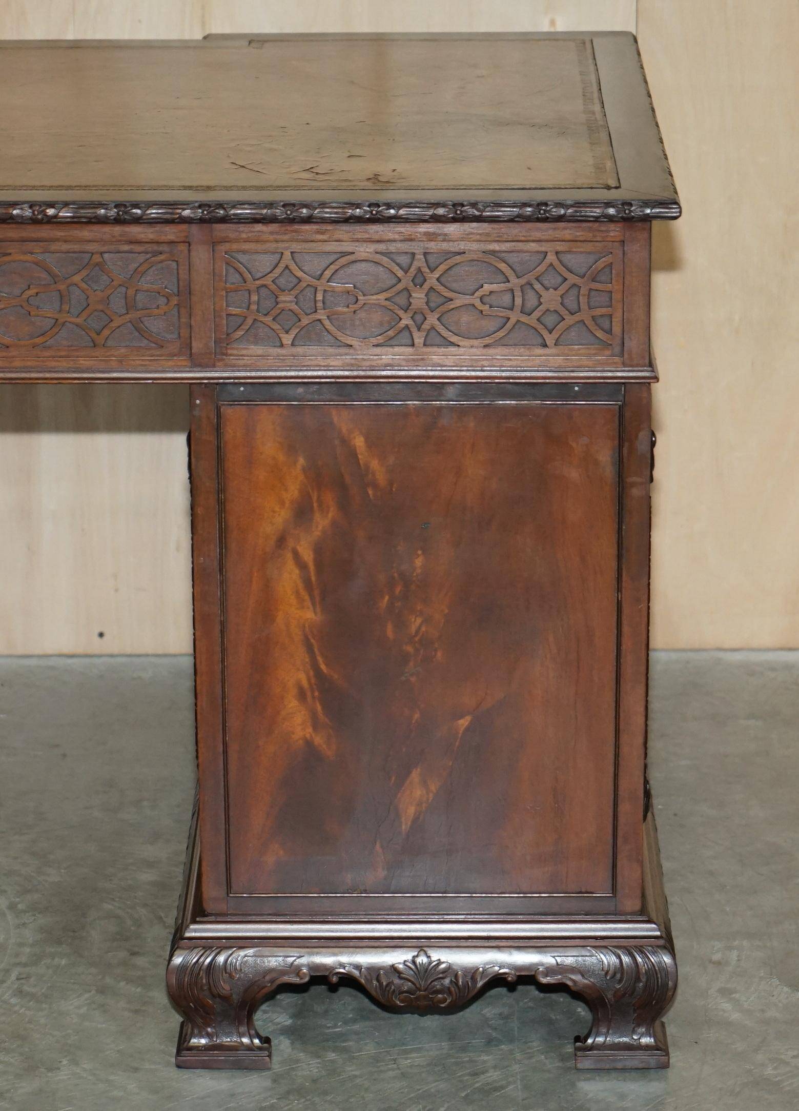 Thomas Chippendale Revival desk with a leather top