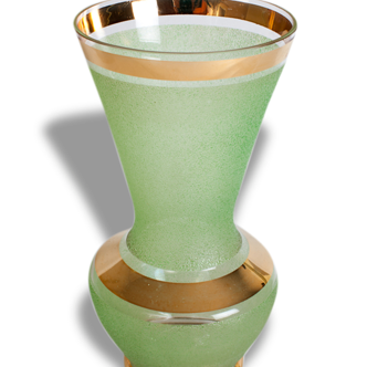 Granita glass green and gold vintage vase