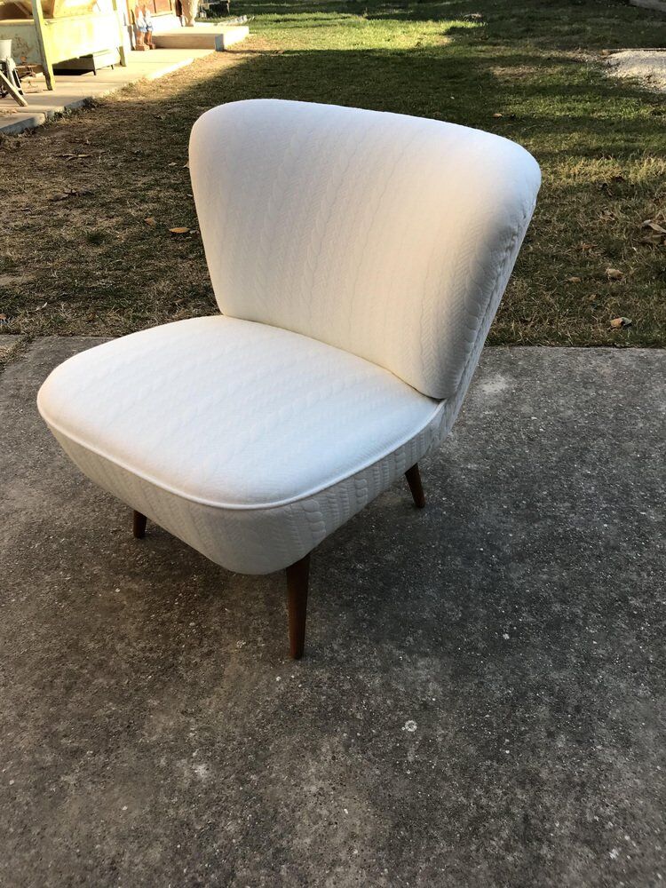 Hungarian White Club Chair, 1950s