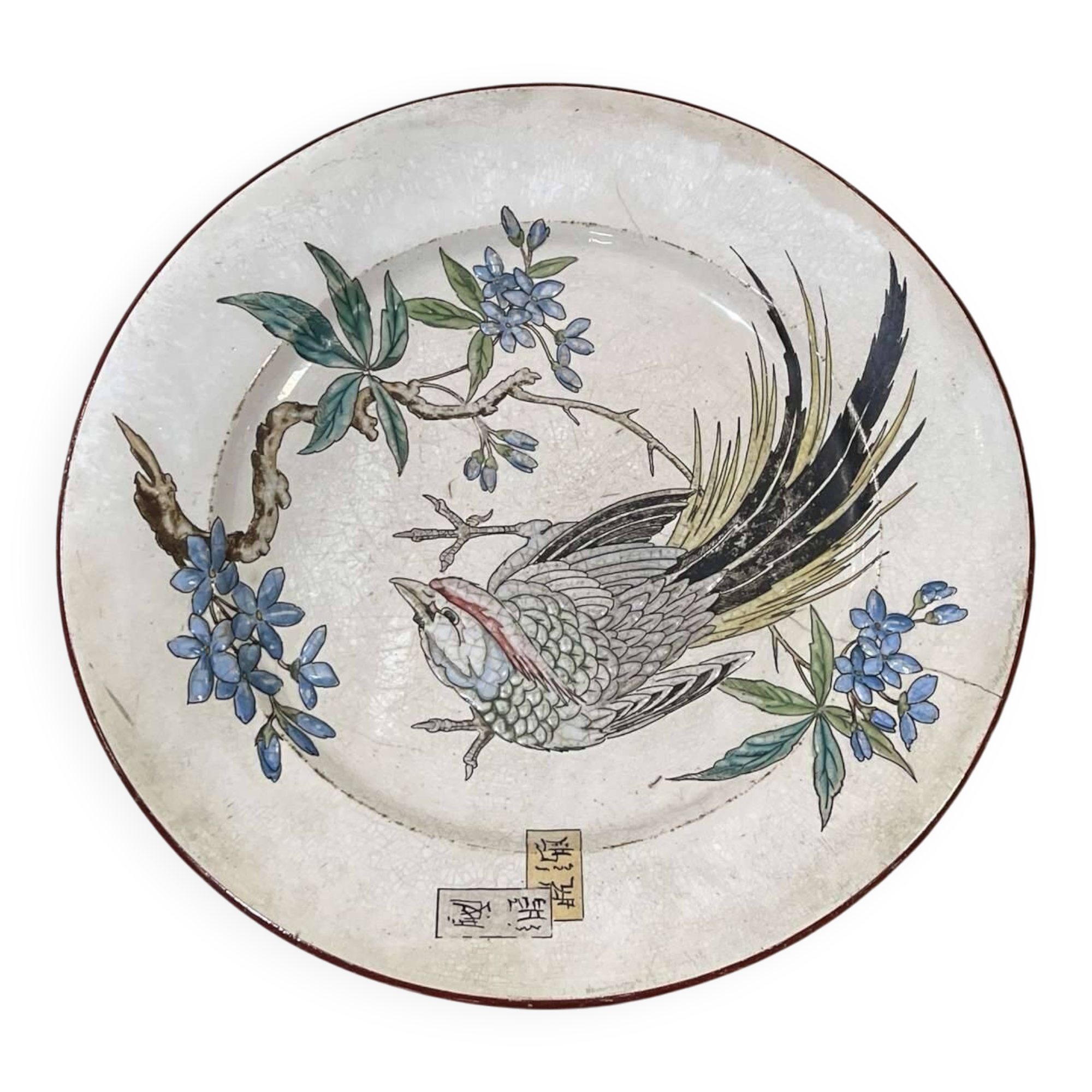 Round dish in fine earthenware from the Bordeaux Vieillard factory - 19th century