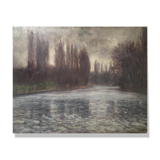 Impressionist Post-Print Painting "Tree River Bord" by François Moreau - 1914