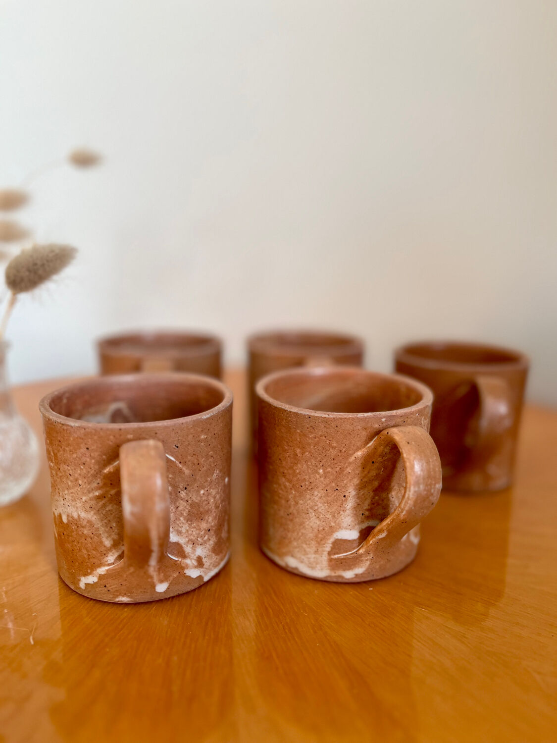 Lot de 5 tasses à café en grès vintage