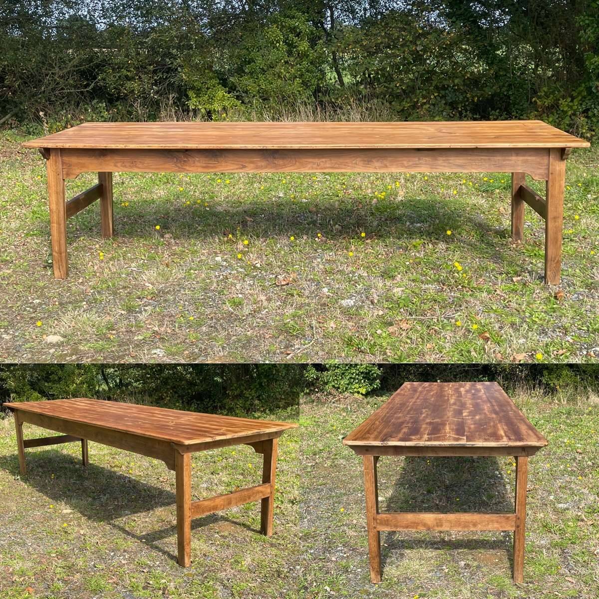 Early 20th century farmhouse table in fir and chestnut
