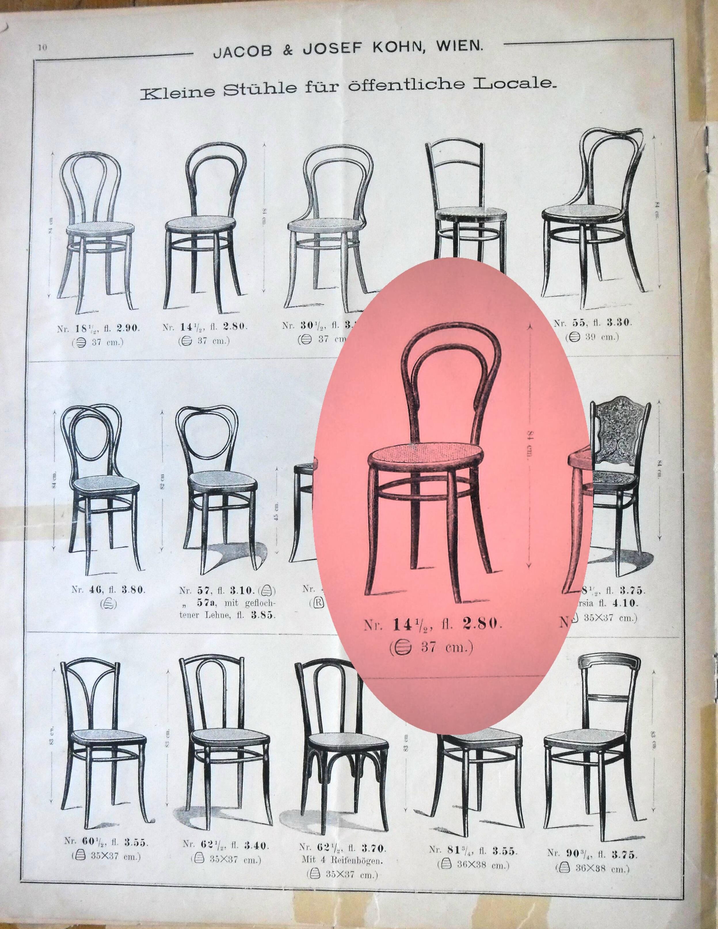 Paire de chaises bistrot par kohn n°14 1/2 vers 1900