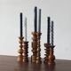 Scandinavian Wooden Candleholders, Set of 6