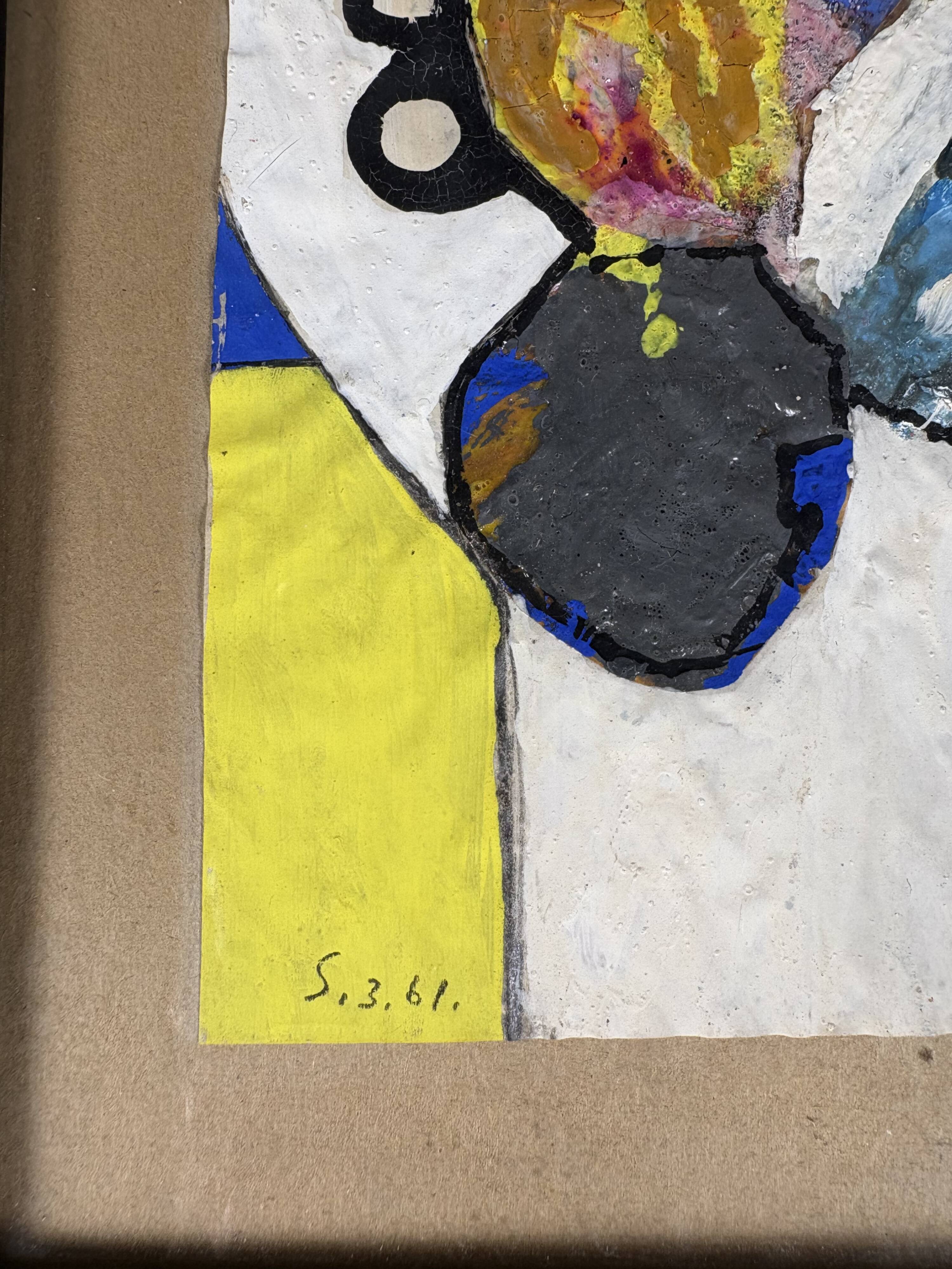 Sonja sekula (1918-1963) peinture huile sur papier  composition abstraite