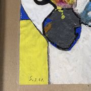 Sonja sekula (1918-1963) oil painting on paper abstract composition