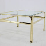 Table basse, laiton & verre, Mauro Lipparini  1970's, italie